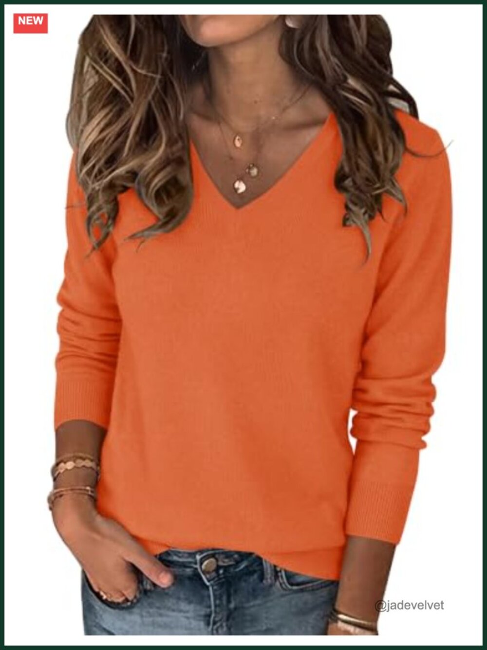 Women's Wool Blend V-Neck Long Sleeve Pullover Sweater